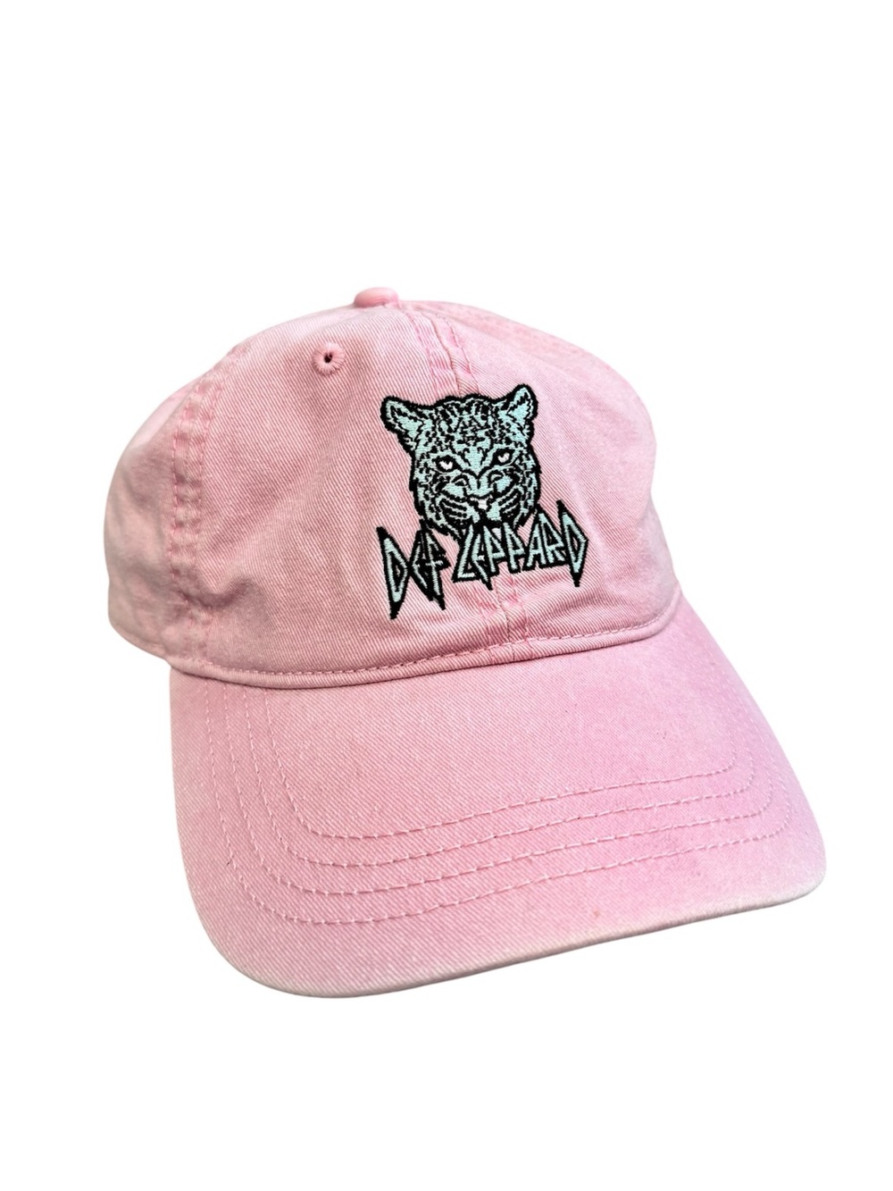 Def Leppard Pink Dad Hat Leopard Logo Adjustable Strapback Cap OS